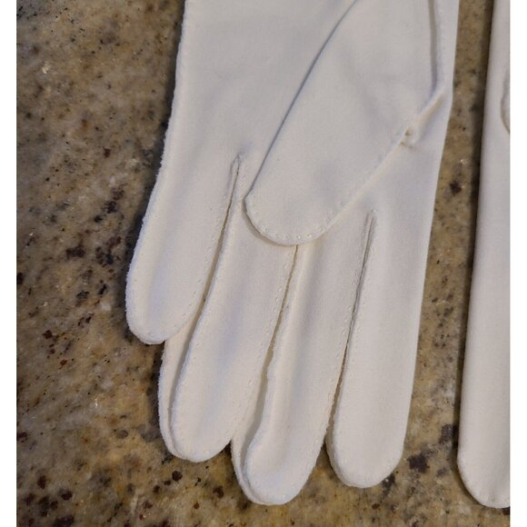 Vintage Size S 6.5 Ivory Cotton Beaded Waterfall Formal 12.5" Long Gloves - Picture 10 of 16